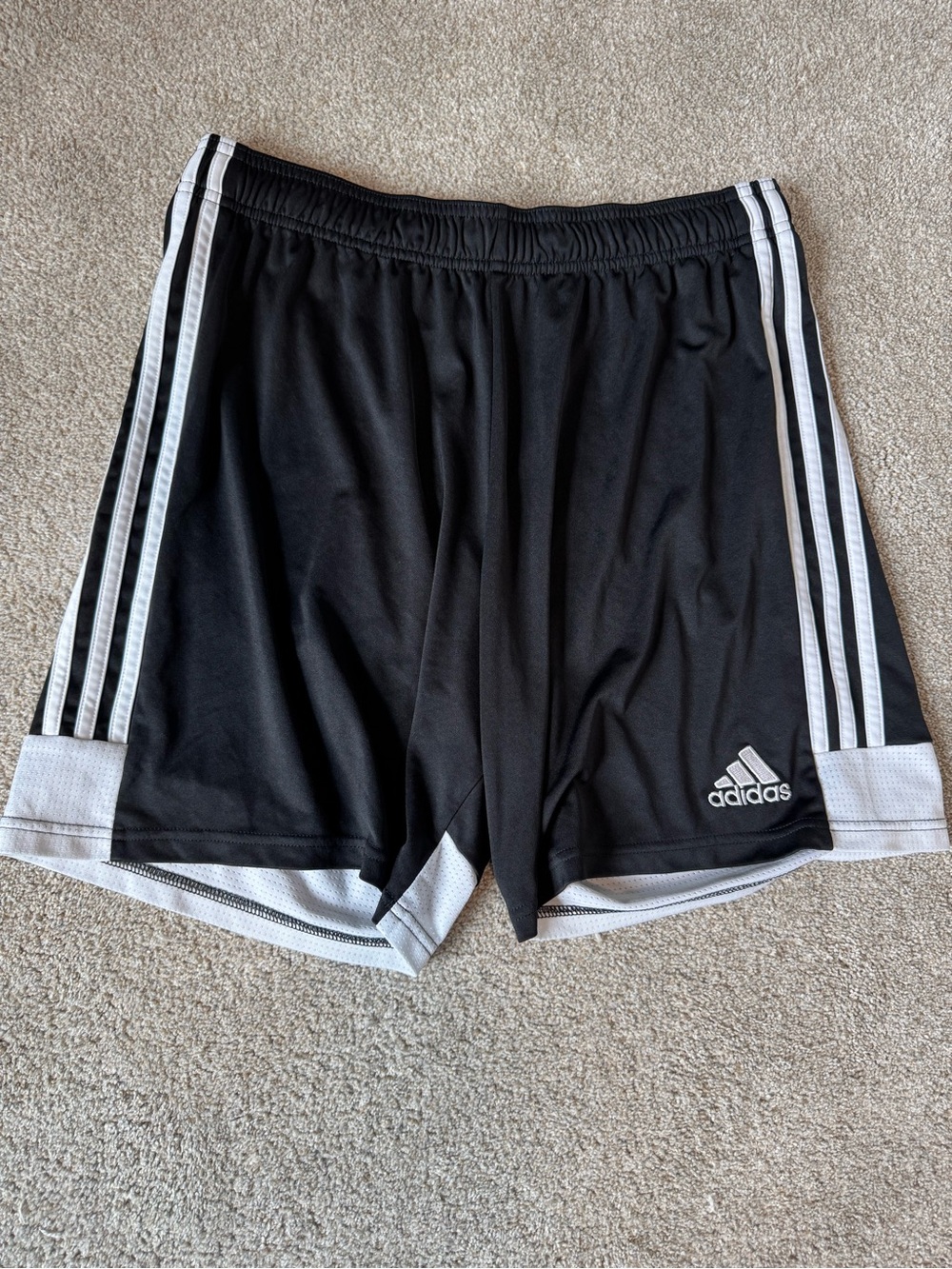 adidas Black Shorts with White Three-Stripes